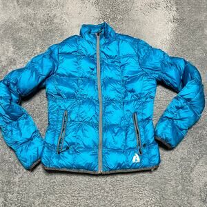 First Ascent Eddie Bauer Puffer Jacket Womens Medium Tall Down 800 Fill Blue **